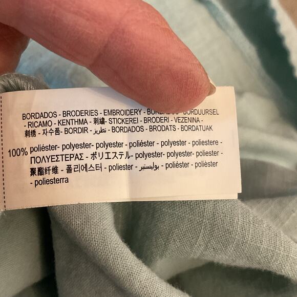 Zara Blue Long Sleeve Embroidered Floral & Leaf lined Cropped Top Juniors 13-14 - Picture 6 of 8